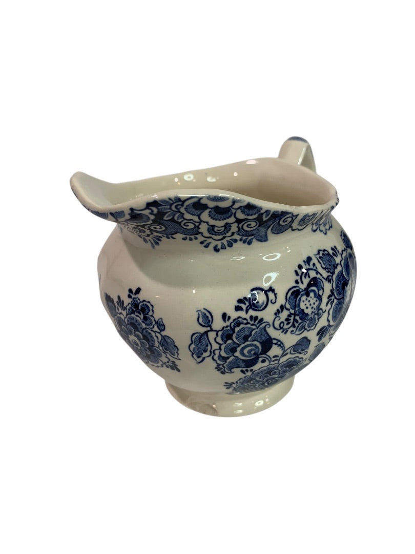 Staffordshire Sudbury Square Blue Creamer Vintage 4 Inch