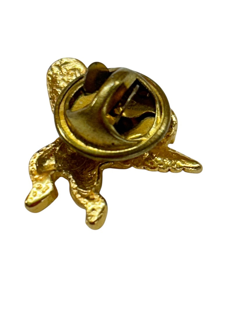 Vintage Goldtone Red Cupid Heart Lapel Pin Small .75 Inch