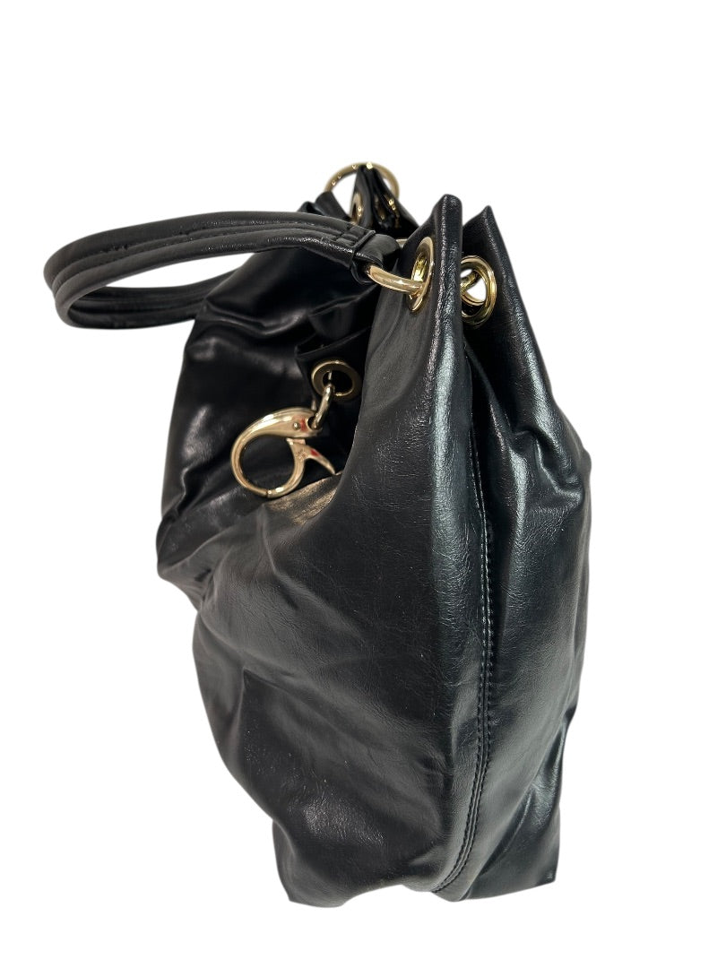 Simply Vera Black Vegan Leather Handbag Hobo Style Goldtone Hardware
