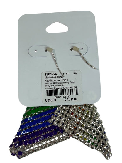 Claires New Metal Mesh Rainbow Earrings Pierced Fishhook 3 Inch Drop Dangle