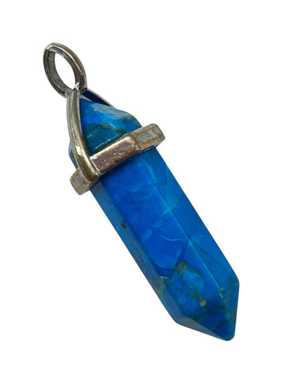 Natural Gemstones Hexagonal Pointed Chakra Healing Pendant Blue Turquoise 1.5 Inch