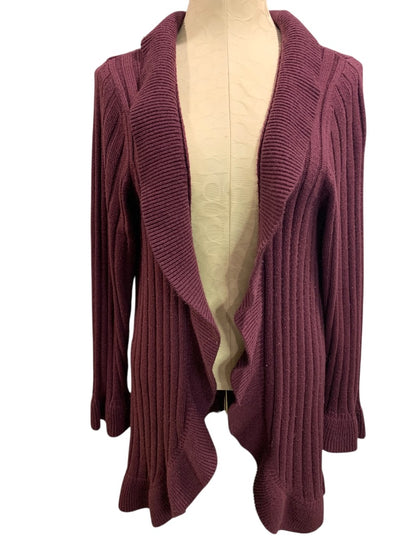18/20 Avenue Sweater Collection Womens Eggplant Open Cardigan