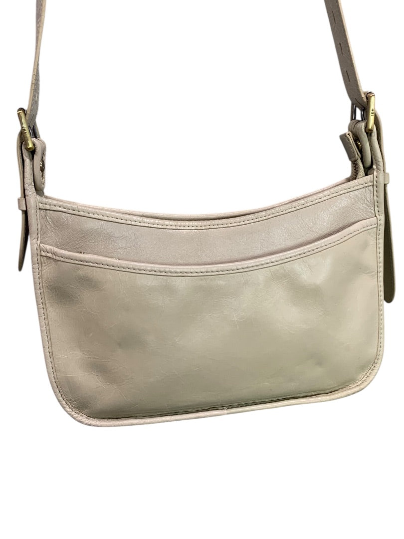 Hobo Brand Beige Leather Shoulder Bag Crossbody Strap Adjustable Zip Top