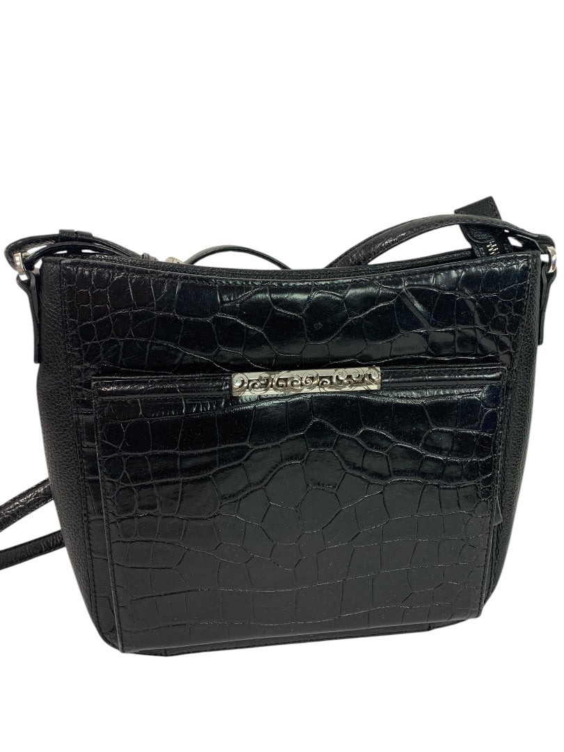 Brighton Black Embossed Crossbody Handbag Pebbled Leather