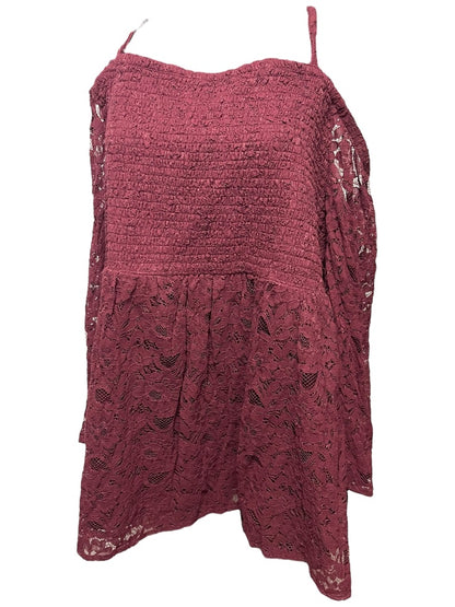 4X Torrid Womens Cold Shoulder Shirt Lace Smocked Bodice Blouse