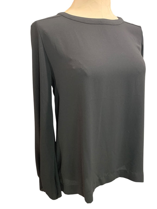 XS Loft Womens Black Blouse Shirt Long Banded Sleeve