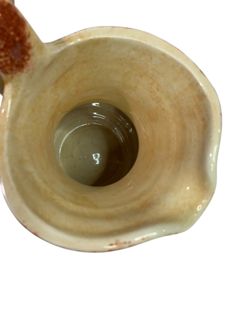 Rale Italian Pottery Pitcher Yellow Gold Rust 8 Inch