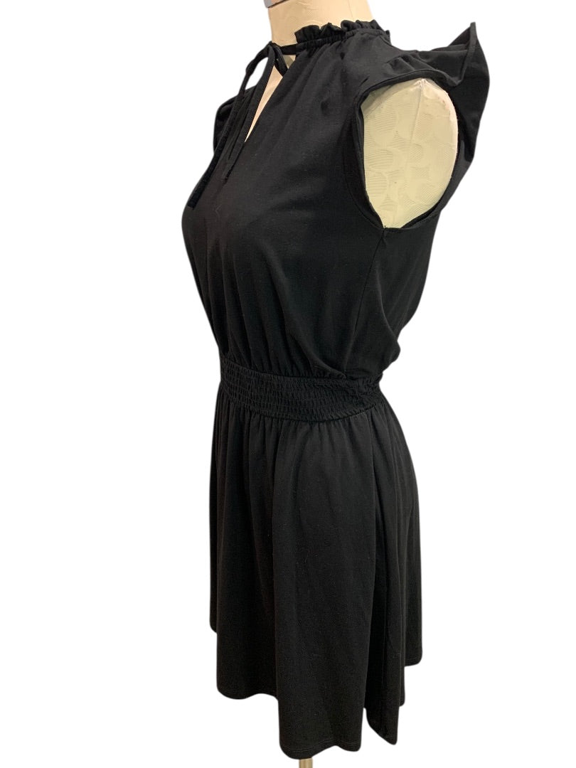 XSP Loft Petites Black Knit Pullover Dress Banded Waist Short Sleeve