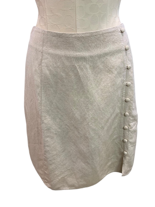 Size 4P Loft Petites Linen Blend Skirt Lined Tan Side Zip