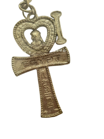 Souvenir "I Love Egypt" New Key Ring Keychain Silvertone Red