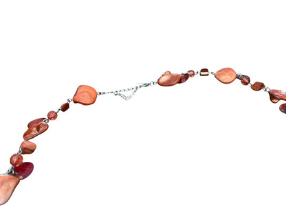 Lane Bryant Adjustable Orange Plastic Beaded Silvertone Necklace 45 Inch