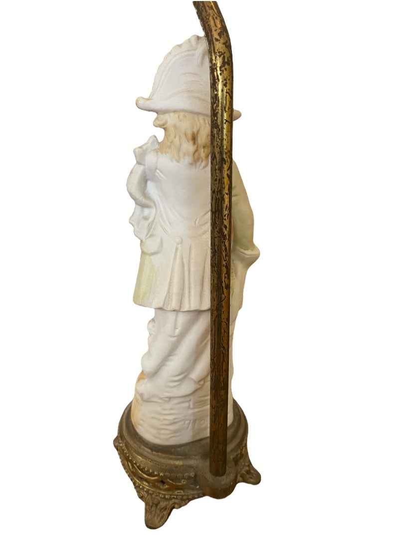 Vintage Table Boudoir Lamps Figural Victorian Man Woman Porcelain 14.5"h F30