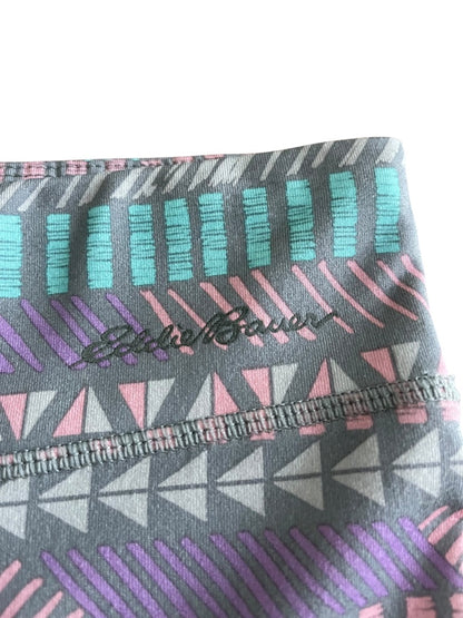 Large 14/16 Eddie Bauer Patterned Girls Stretch Pants Gray Blue Pink