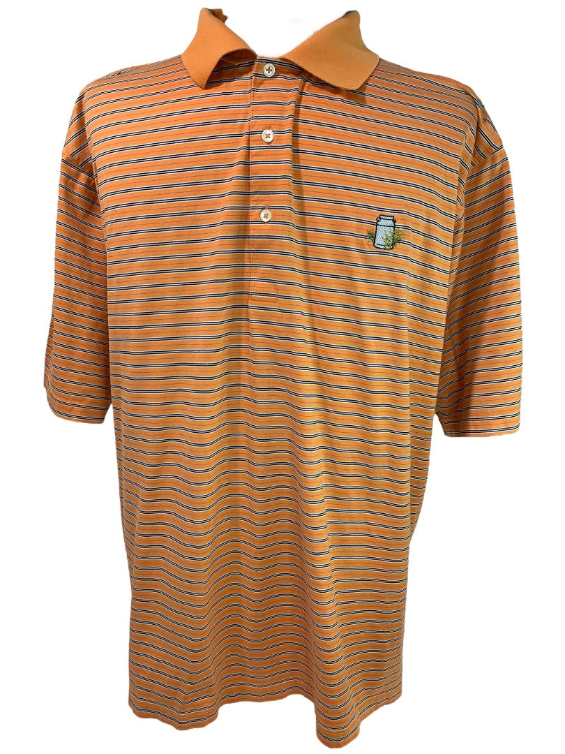 XL Fairway & Greene Mens Golf Polo Shirt Orange Striped Short Sleeve