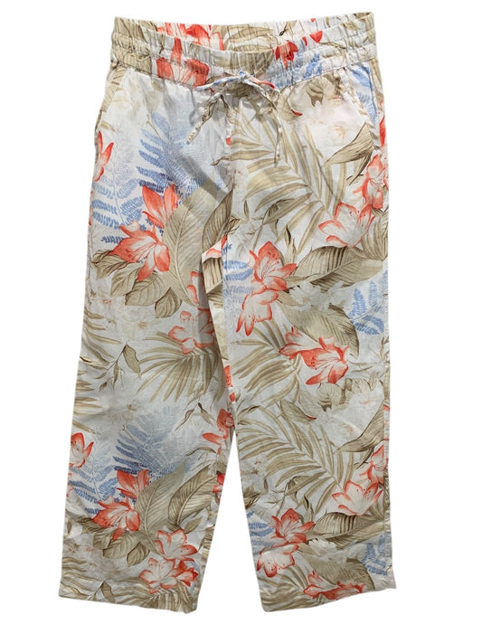Small Tommy Bahama Womens Tropical Print Linen Pants Pull On