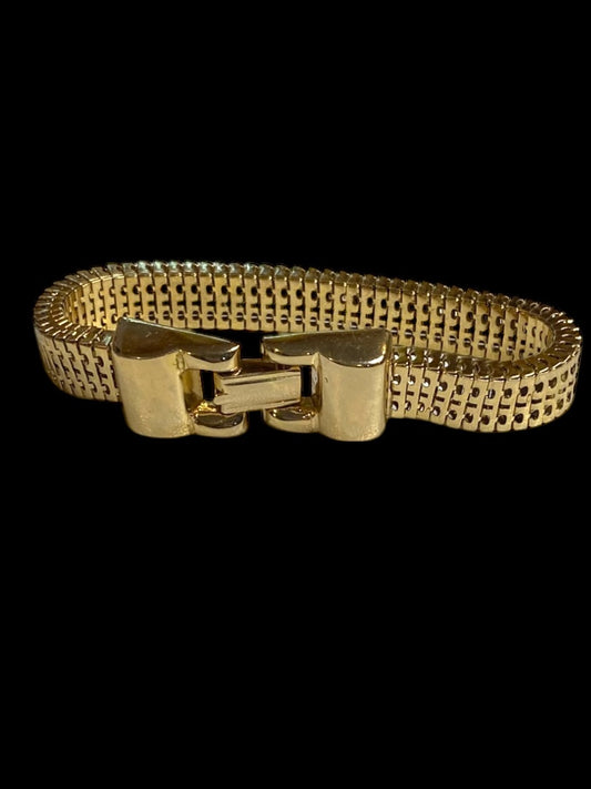 Vintage Goldtone 7 inch Foldover Clasp Bracelet 10mm