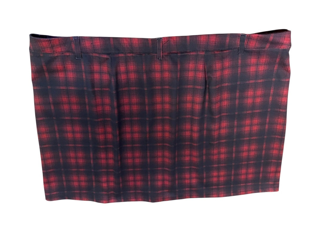 3X Maurices Stretch Plaid Skirt Pockets Red & Black New