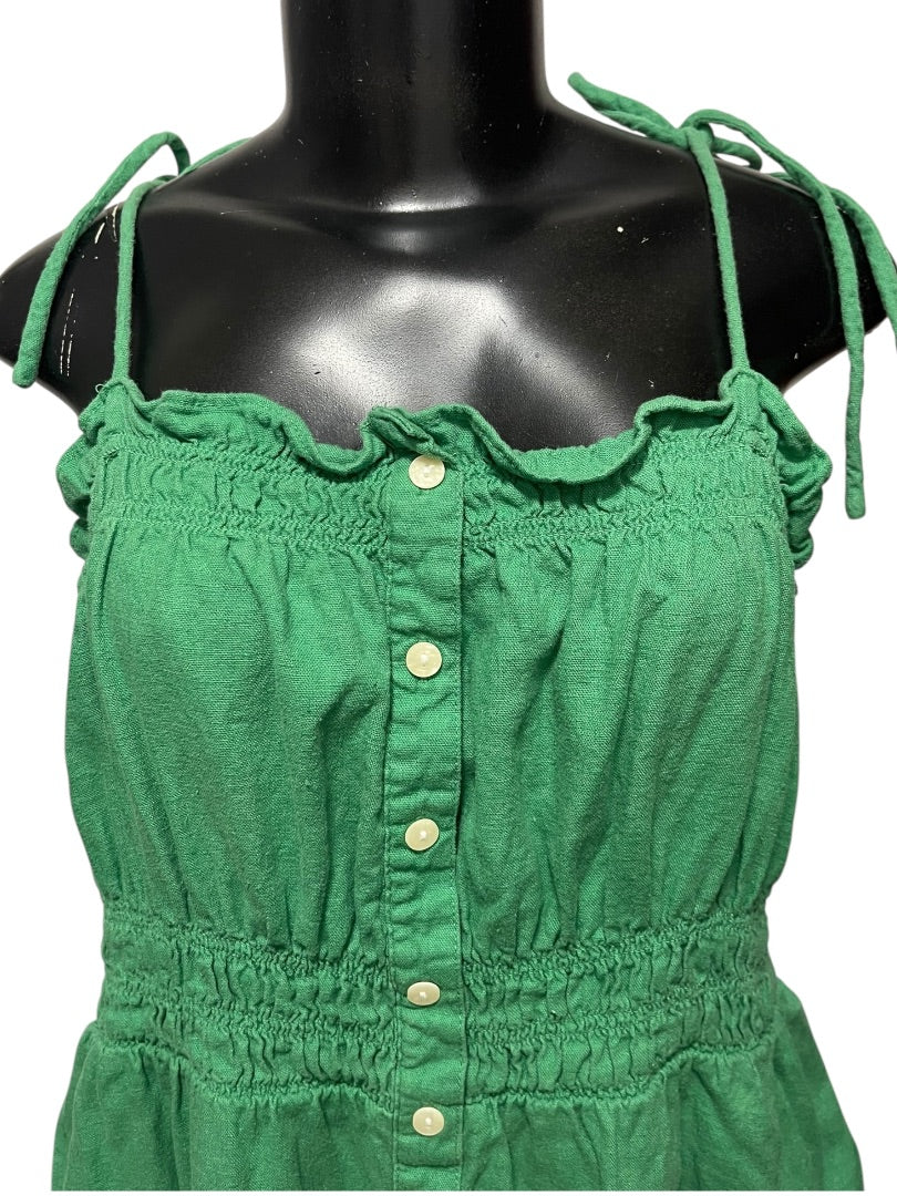 XXL Universal Thread Smocked Button Down Spaghetti Strap Dress Green