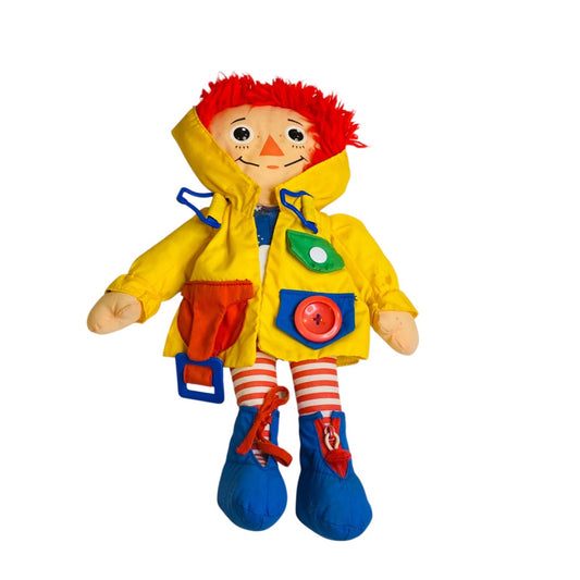 1991 Playskool Dress Me Raggedy Ann Rag Doll Raincoat Shoes 15 Inch