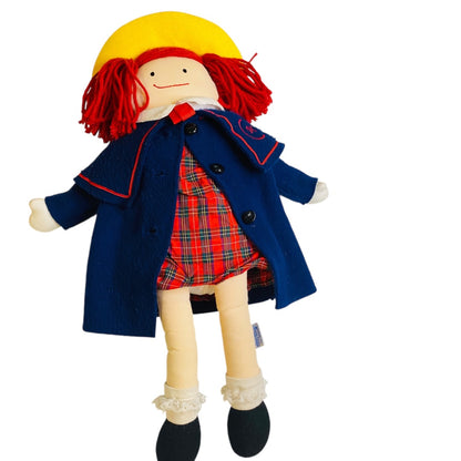 1996 Madeline by Eden Cloth Rag Doll 19" Dress Navy Coat