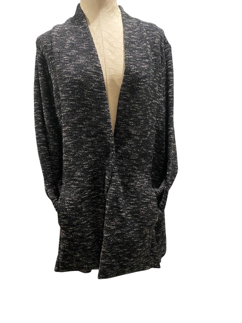1X Eileen Fisher Woman Tweedy Knit Jacket Cardigan Pockets Tunic Length
