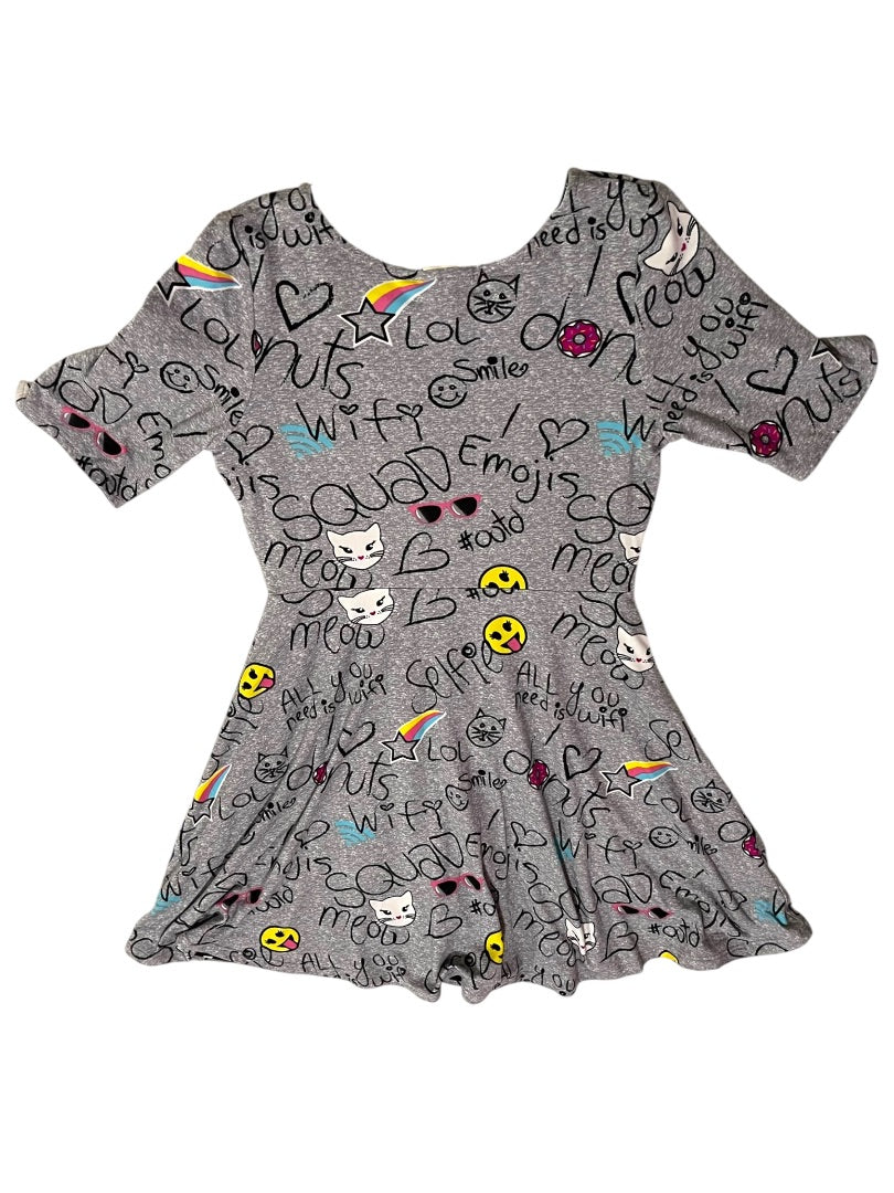 Size 8 Emily West Girls Reversible Tshirt Dress Polka Dot Graphic