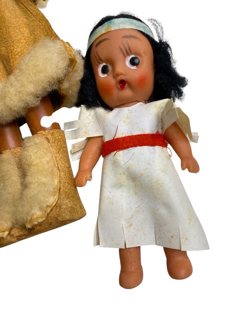 Lot of 5 Native American Vintage Dolls Sleep Wake Eyes Papoose
