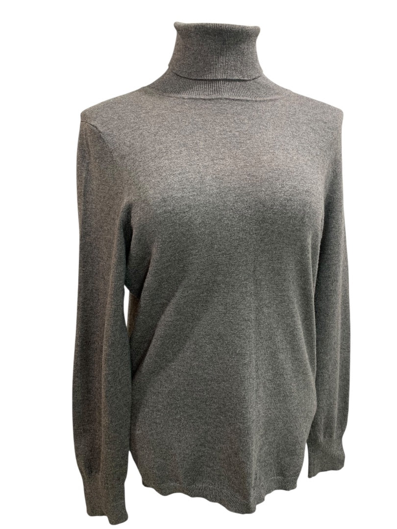 Medium Talbots Womens Gray Turtleneck Sweater Cotton Blend
