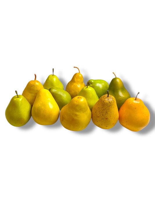 Lot of 12 Vintage Fake Fruit Pears Craft Decor 1:1 Scale Yellow Green