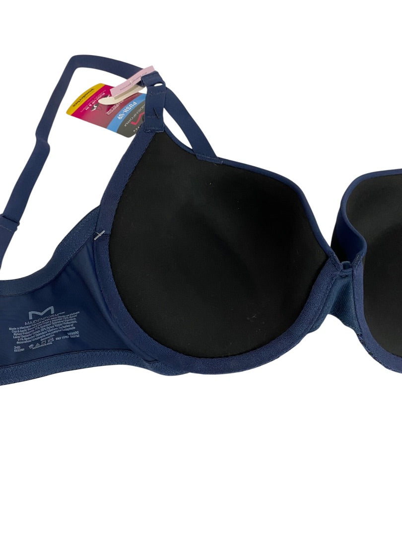34D Maidenform Navy Blue Black Push Up & In Bra DM9900 Underwire Padded New