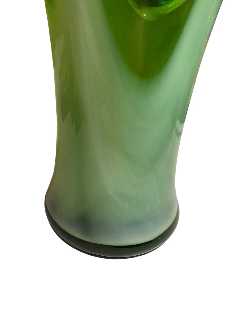 MidCentury Art Glass Sculpture Handblown Green 15" Maexsa Style