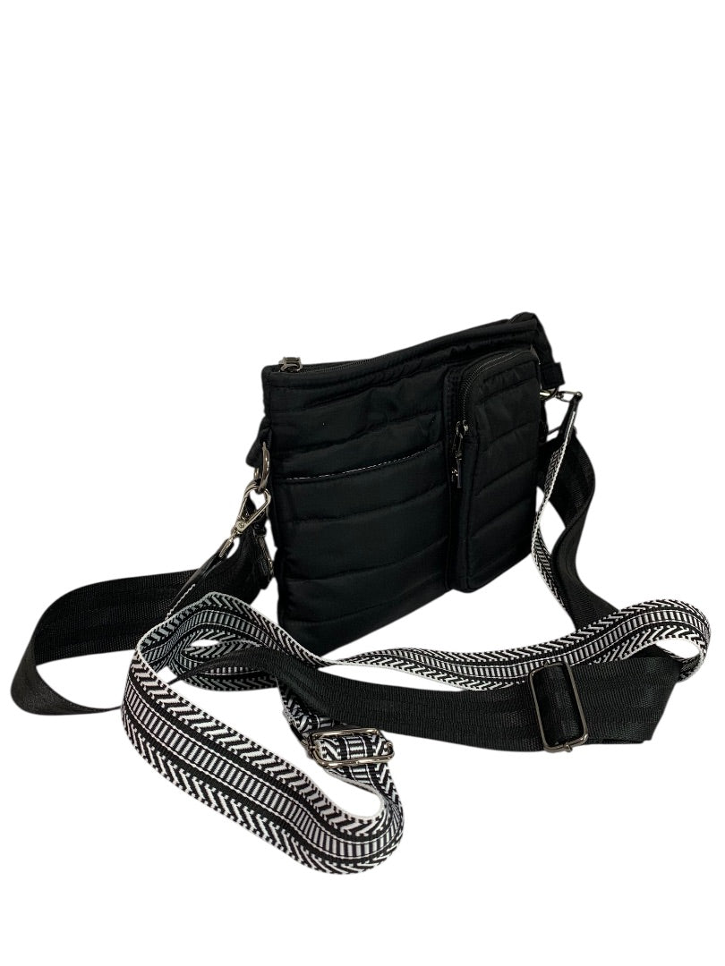 Think Rolyn Black Puffer Bag Crossbody Interchangeable Straps