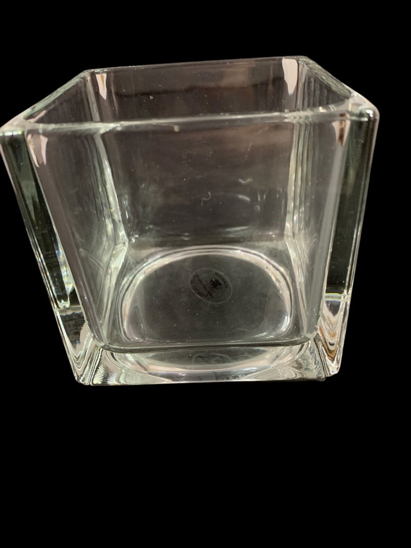 Home & Garden Clear Square Glass Vase Candle Holder 4" Cube