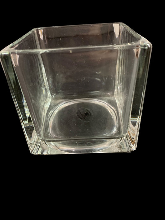 Home & Garden Clear Square Glass Vase Candle Holder 4" Cube