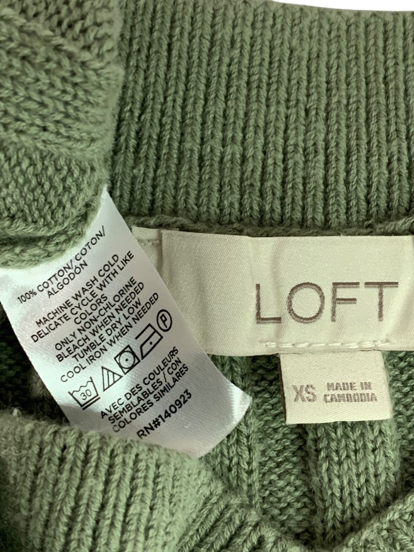 XS Loft Womens Sage Green Sweater Ribbed Sleeveless