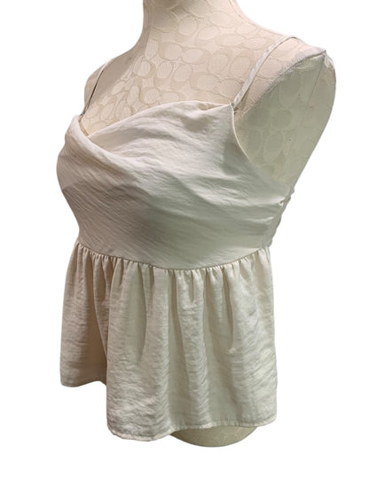 Small American Eagle Tan Shirt Spaghetti Strap Peplum Fitted Bodice
