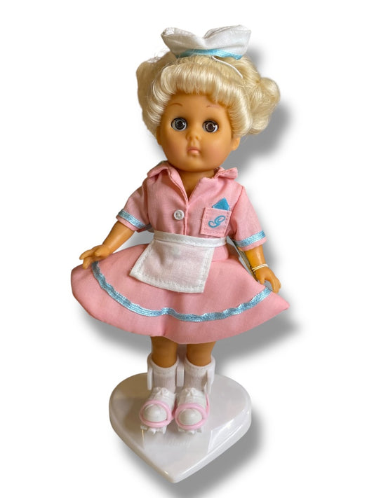 1988 Ginny by Vogue Dolls Carhop 8" with Stand Rollerskates