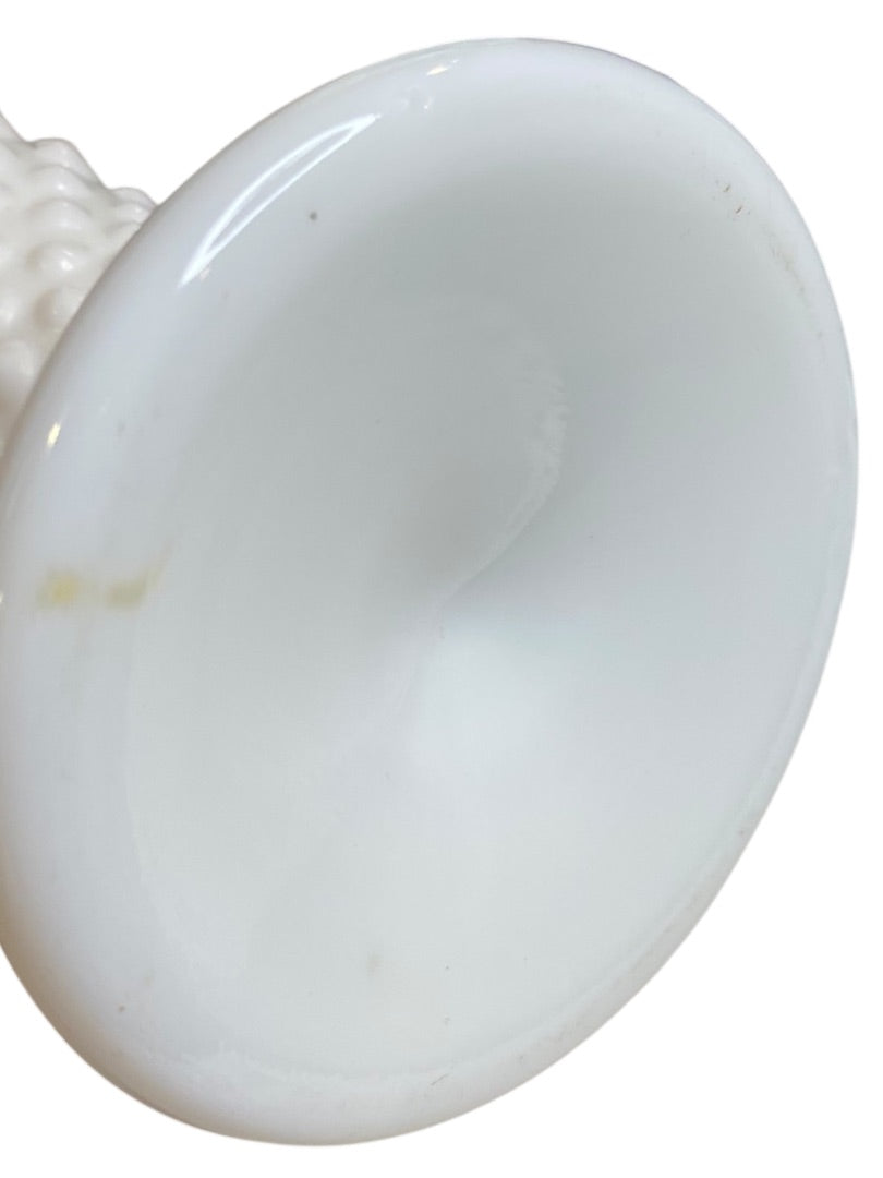 Vintage Fenton Milkglass Hobnail Fan Vase Crimped 5.5"