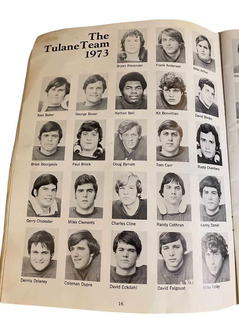 1973 LSU v Tulane Football Program Mike Miley Brad Davis Steve Foley Robiskie