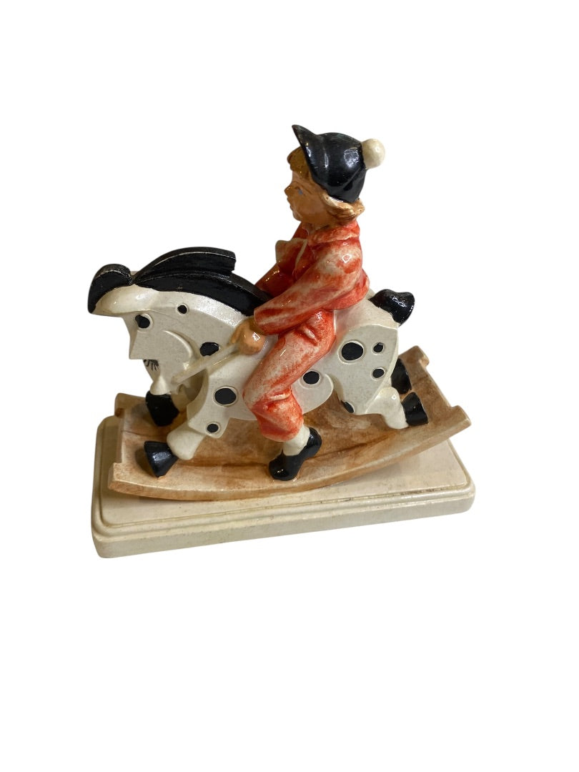 Sebastian Miniatures Figurine Ride to the Hounds Signed 4 Inch Boy Rocking Horse