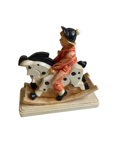Sebastian Miniatures Figurine Ride to the Hounds Signed 4 Inch Boy Rocking Horse