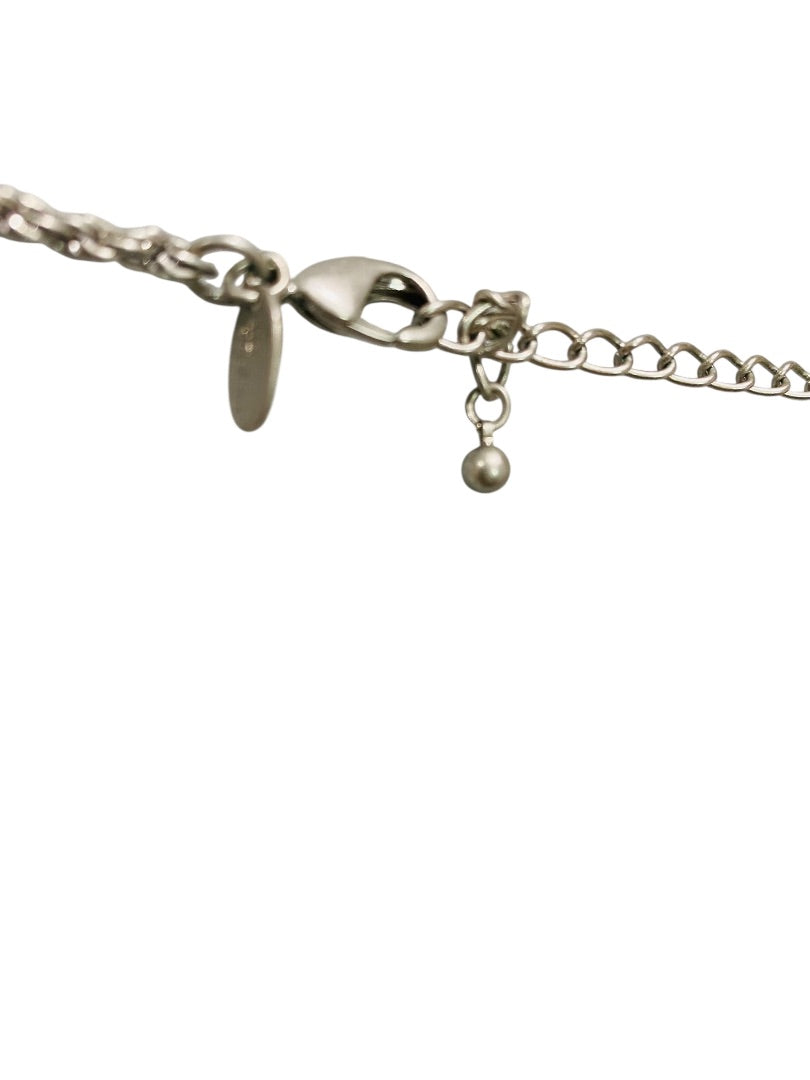 Lia Sophia Silvertone 5" Tassel Necklace 30" Lobster Clasp Sparkle Faux Pearl