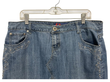 Size 16W Mwah Jeans Denim Skirt Midi Y2K Embellished Pockets