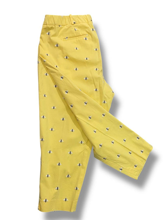 Size 18W Talbots Woman Curvy Yellow Embroidered Bumblebee Chino Pants