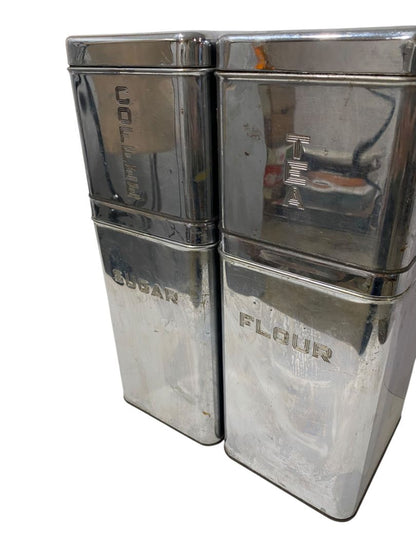 Vintage Lincoln Beautyware MCM Canisters Set of 4 Coffee Tea Flour Sugar Chrome