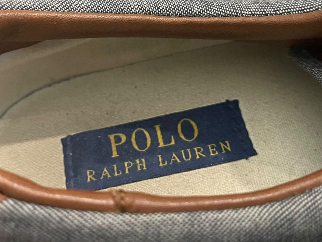 Size 11D Polo Ralph Lauren Mens Vaughn Lace Up Gray Canvas Shoes