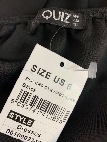 Size 6 Quiz Black Off Shoulder Dress New Hanky Hem Arm Drape