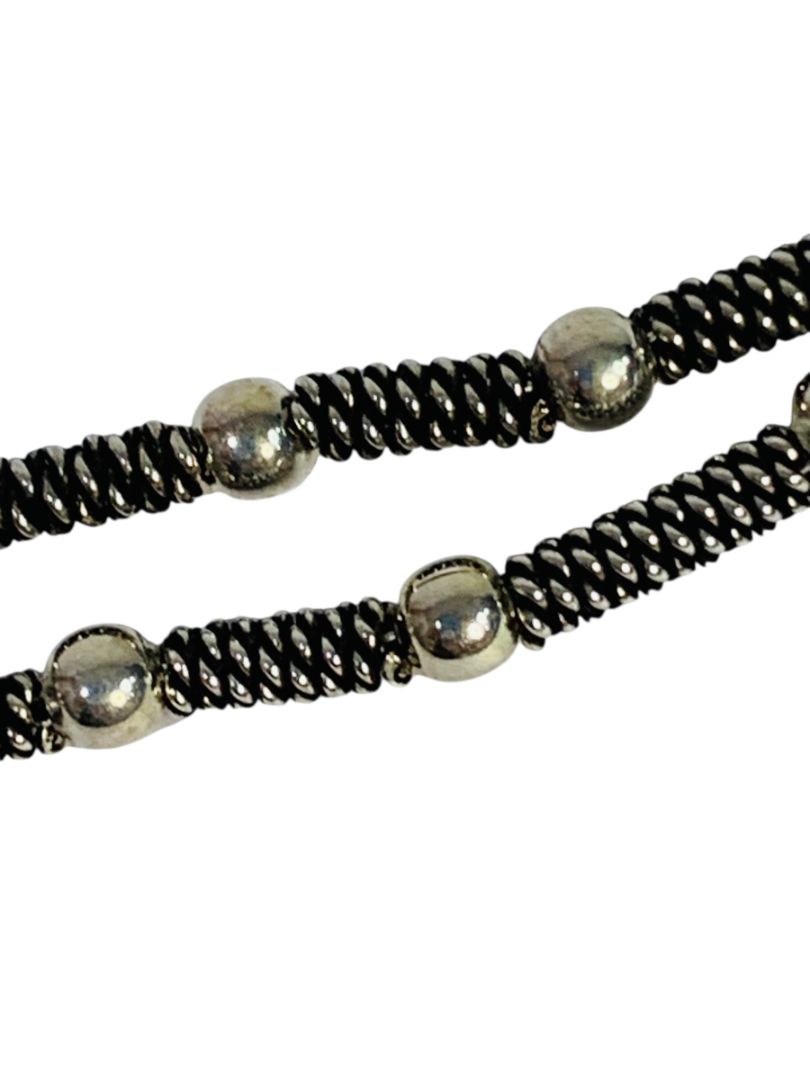 Silvertone Chain Beaded Bracelet 7.75" Spring Clasp