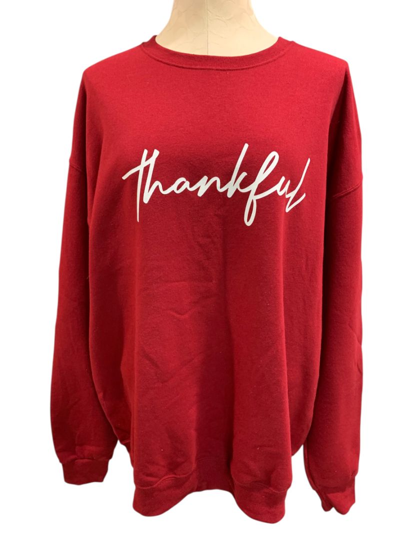 Size XL Dark Red "Thankful" Sweatshirt Crewneck Womens