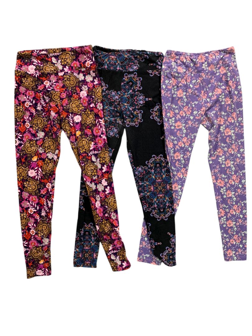 One Size LulaRoe Womens Leggings 3 Pair Assorted Floral